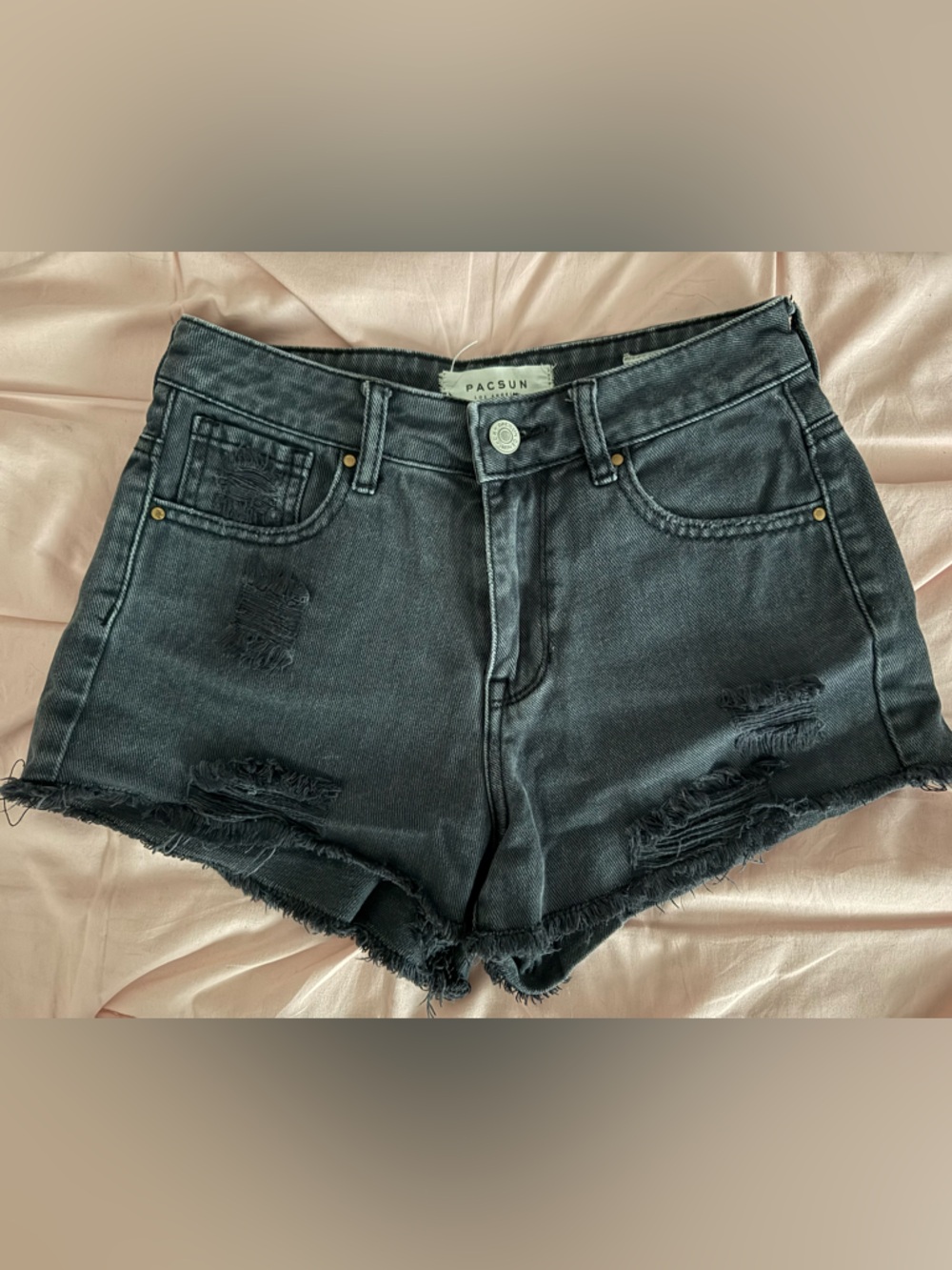 PacSun Women's Washed Black Distressed Denim Cutoff Shorts